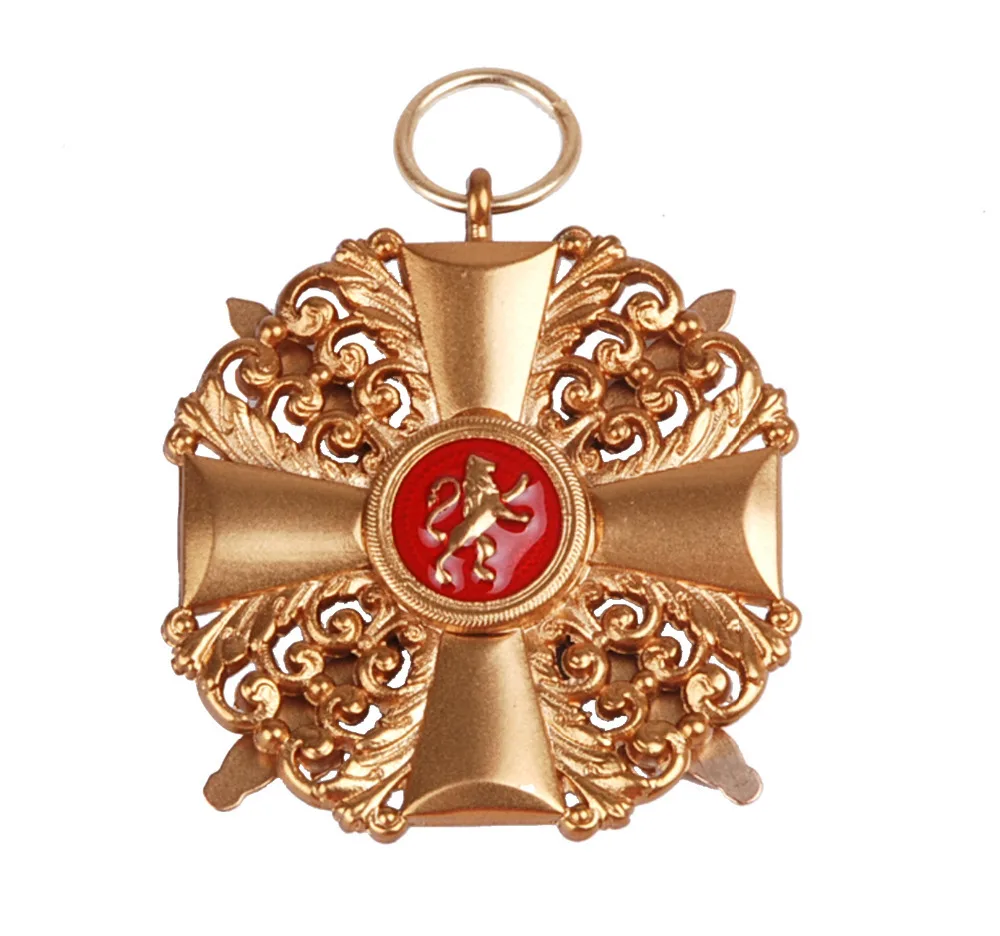 

WWI GERMAN BADEN GRAND DUCHY ZAHRINGEN KNIGHT CROSS LION SWORD MEDAL BADGE-36230