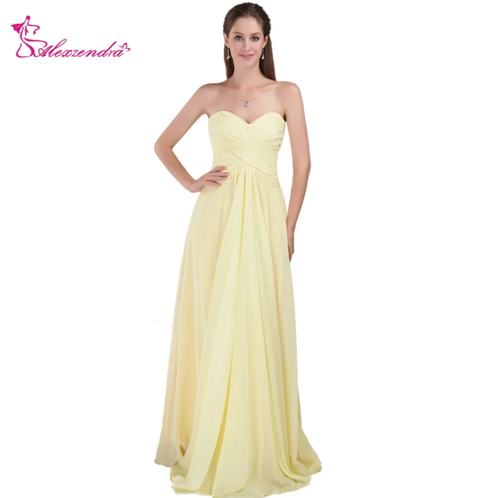 Us 80 1 10 Off Alexzendra A Line Chiffon Yellow Bridesmaid Dress For Wedding Sweetheart Pleats Long Party Gown Plus Size In Dresses From Us 80 1 10 Off Alexzendra A Line Chiffon Yellow Bridesmaid Dress For Wedding Sweetheart Pleats Long Party Gown Plus Size In Dresses From