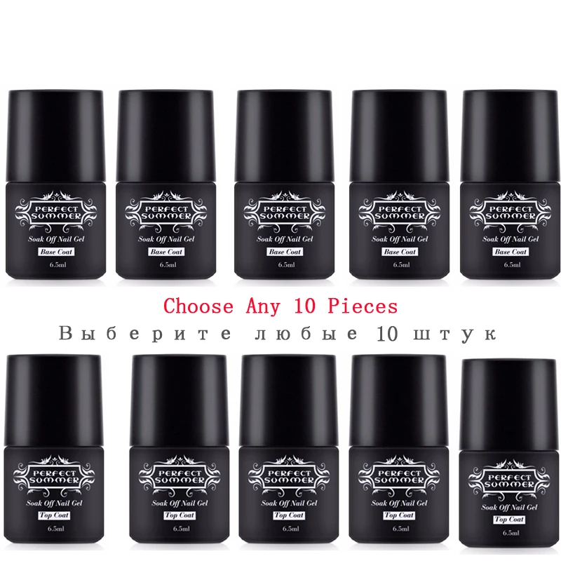 

Perfect Summer 10 Pcs Nail Gel Polish Top Coat Base Gel Set Long Lasting Nail Gel Base Clear Color LED UV Nail Art Gel Polish