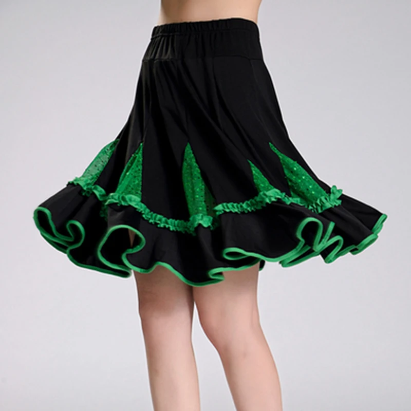 

2019 Women's Latin Salsa Tango Rumba Ballroom Dance Dress Skirt Green Bright Pink Red Square Dance latin dance dress women