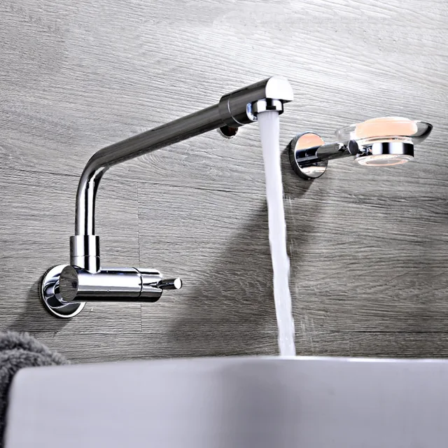 Special Offers Homedec Brass Folding Wall Kitchen Faucet Handles Single Cold Kitchen Water Tap
