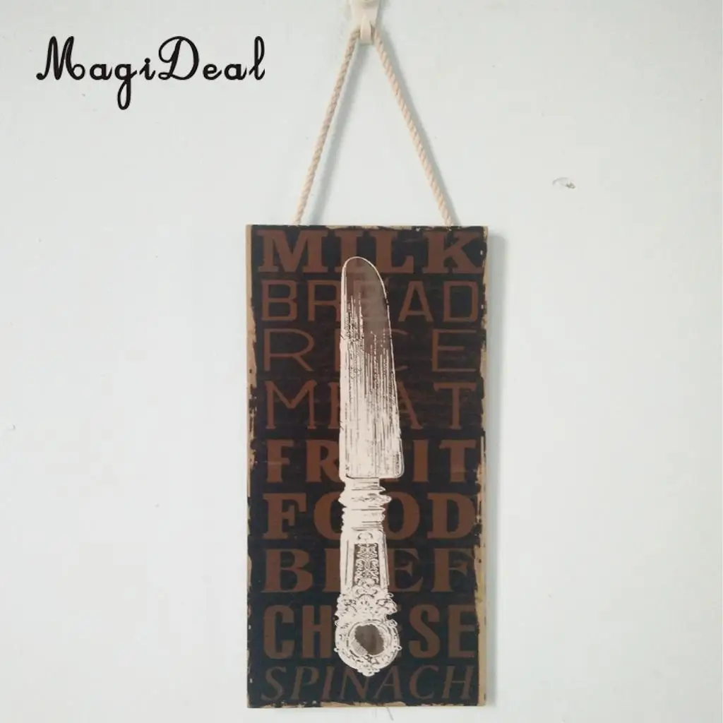 MagiDeal Home Dining Kitchen Natural Wood Plate Sign Cafe Pub Bar Wall Art Plaque - Coffee Shop Tea House Rest Room