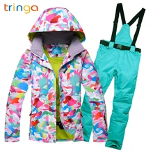 Зимний женский лыжный костюм, для спорта на открытом воздухе тепловой водонепроницаемый ветроустойчивый сноуборд куртки и брюки для альпинизма Снежная спортивная одежда