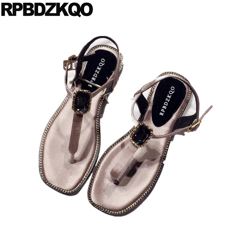 Rhinestone Flat Shoes Wedding Summer T Strap Designer Sandals Women Luxury 2018 Satin Slingback Nice Diamond Crystal Jewel Thong цена Rhinestone Flat Shoes Wedding Summer T Strap Designer Sandals Women Luxury 2018 Satin Slingback Nice Diamond Crystal Jewel Thong цены онлайн