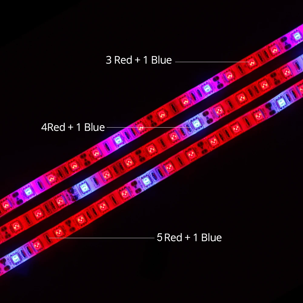 Светодиодный свет для выращивания полный спектр 5 м Светодиодные полосы света набор Диммируемый цветок растение Фито лампы для растений для теплицы гидроэлектростанция выращивания