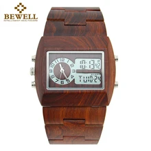 BEWELL деревянные часы будильник часы мужские электронные часы мужские часы лучший бренд роскошь часы спортивные секундомер цифровые часы часы мужские наручные водонепроницаемые противоуда часы наручные 021A