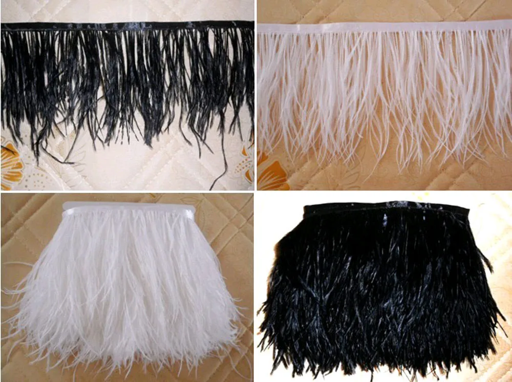 

High-grade Ostrich feather edging fabric,Feather skirt material,Feather cloth belt,100cm long/pcs