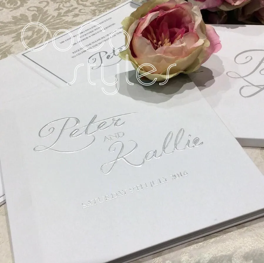 Cocostyles personalized vintage embossing folded debossing foiling hardcover invitation card for ro - 32878448124