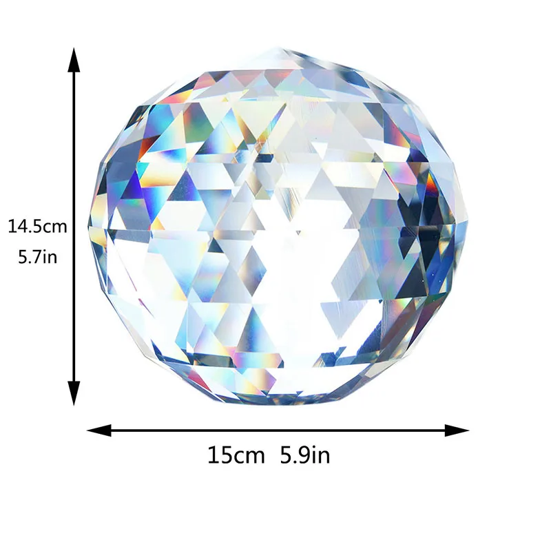 H& D прозрачный хрустальный стеклянный шар 150 мм/5,9 дюйма, полупрозрачный граненый шар, призма, Солнцезащитный шар, фэншуй, домашний декор для отеля