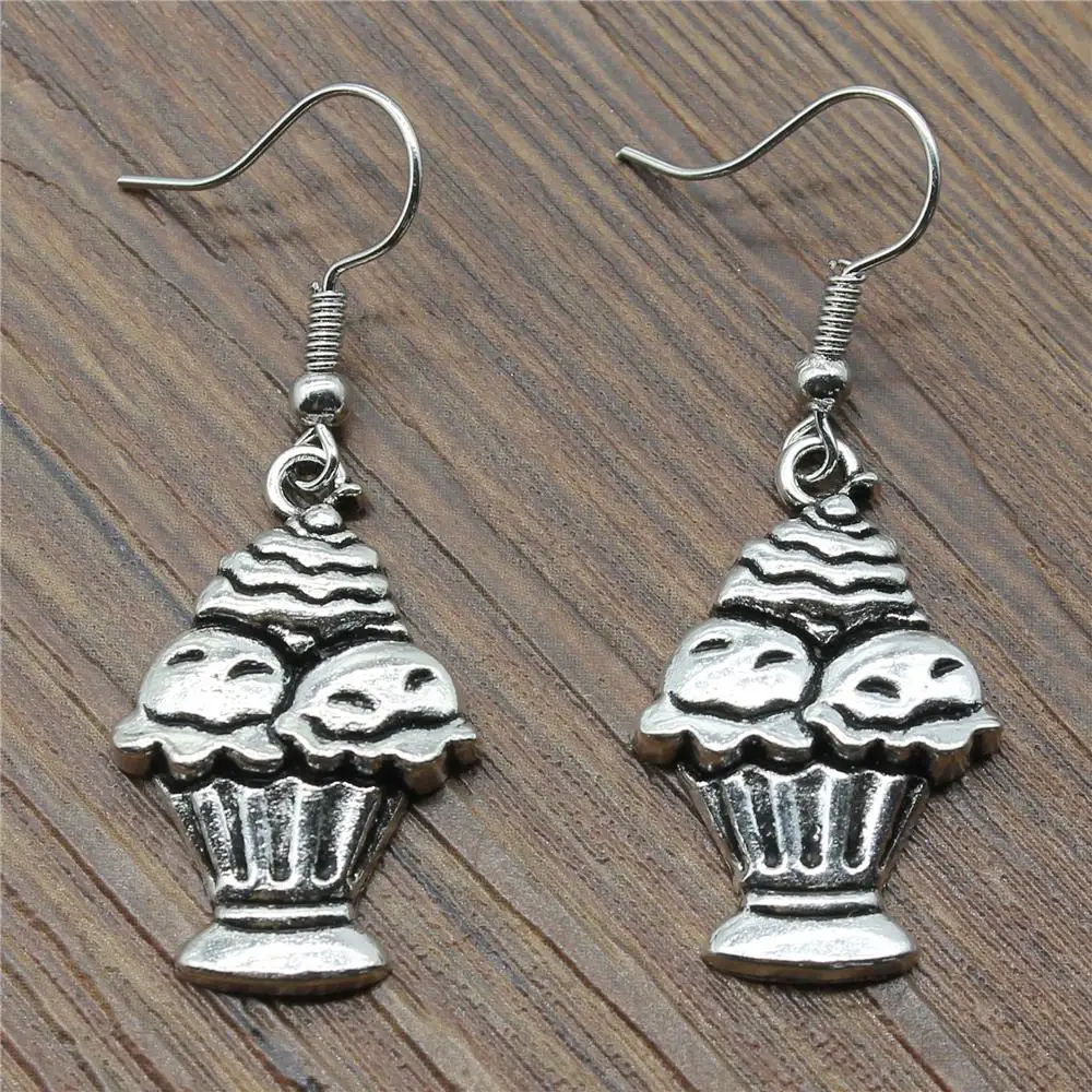 

Vintage Women Fashion Drop Earrings Simple 27x18mm Cake Cup Cake Ice Cream Charming Dangle Earrings