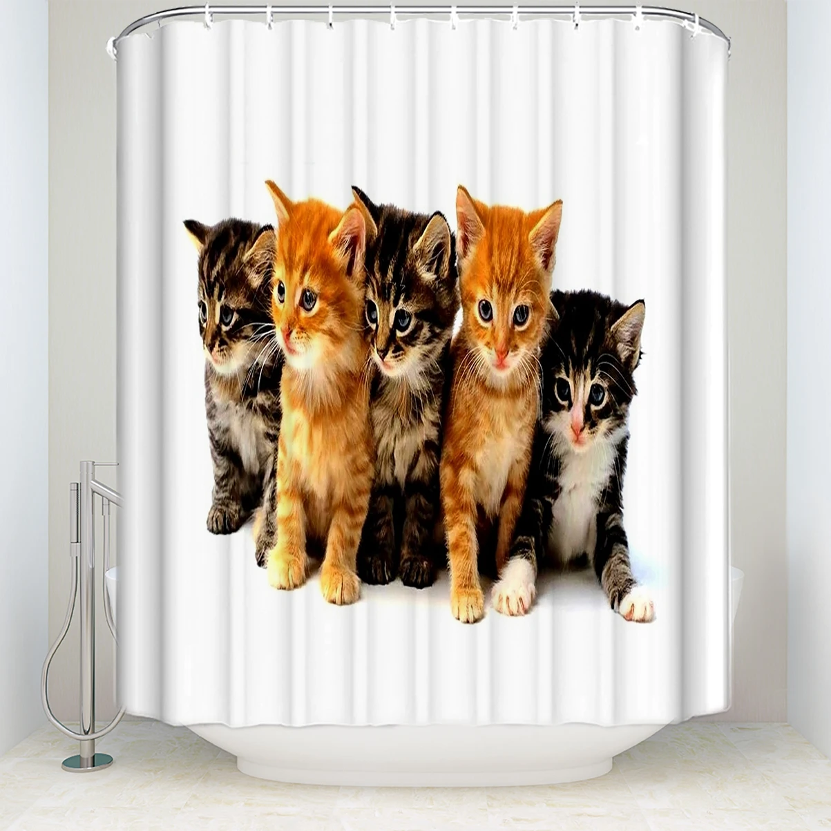 CHARMHOME Shower Curtains Cute Cats Printed Personalized Bathroom