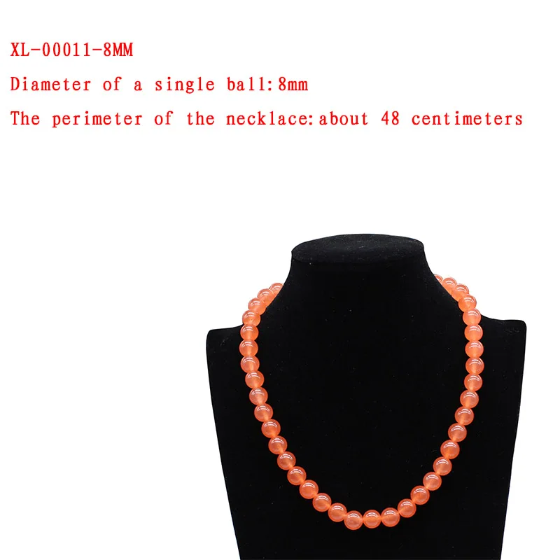 Модный натуральный камень мандарин халцедон beads8mm 10 мм круглый бусины ожерелье самодельное элегантный подарок ювелирные изделия 18 дюймов - Окраска металла: XL-00011-8mm