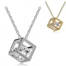New Fashion Love Cube Three-dimensional Necklace Flash Crystal Cz Pendant Necklace Silver-plated Wedding Jewelry Wholesale