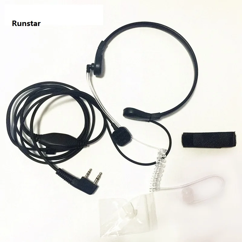 2pin K type eaphone Throat Microphone Mic PTT Laryngofon Air Tube Headset Earpiece for Baofemg Walkie Talkie CB Radio UV-5R