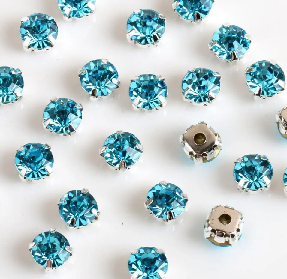 1,440pcs SS16 4mm Silver Plated Setting Sky Blue Crystals Rhinestones