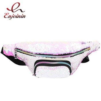

NEW 2019 Unisex Waist Bags Activity Casual Fanny Pack Double Color Sequins Unisex Waist Pack Belt Bag Women's Waist Bag Bolsa