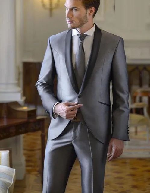 2017 Fashion Silver Grey Mens Wedding Suits Tuxedos Shawl Lapel 2017 Fashion Silver Grey Mens Wedding Suits Tuxedos Shawl Lapel Best One On Groomsmen