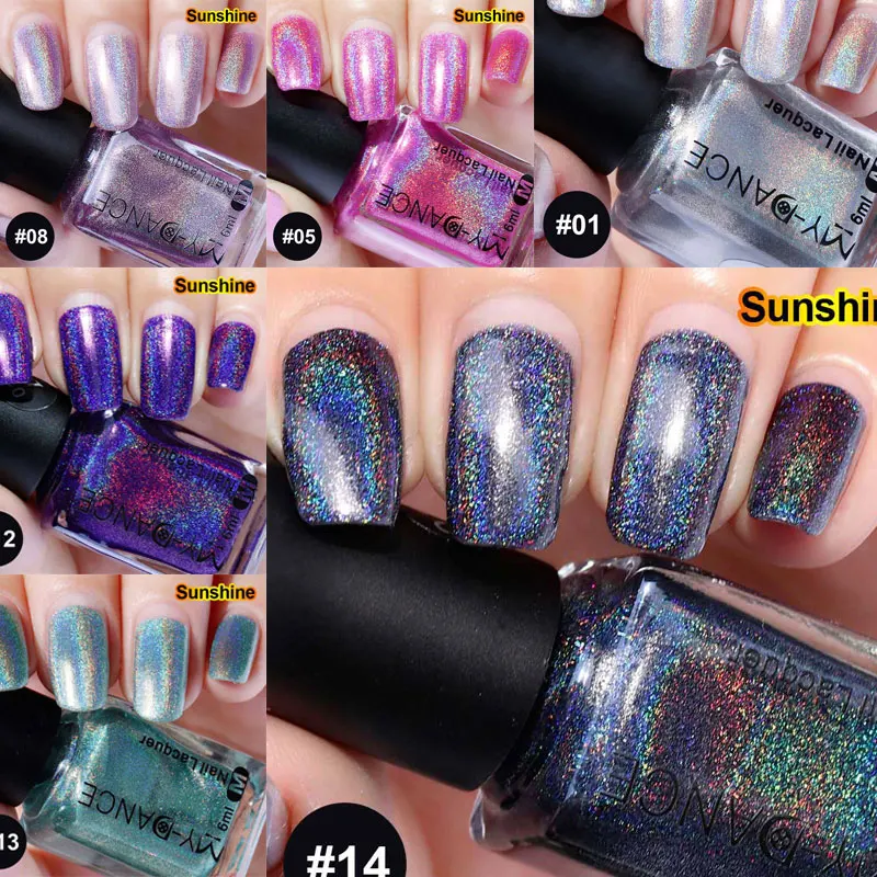 6ML MYDANCE Laser Diamond Holographic Holo Glitter Nail Polish Varnish