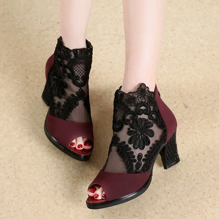 Женские повседневные туфли-лодочки на высоком каблуке, модельные туфли, женские туфли в римском стиле на молнии с открытым носком, туфли на платформе на высоком каблуке, женская обувь размера плюс 35-43,#003