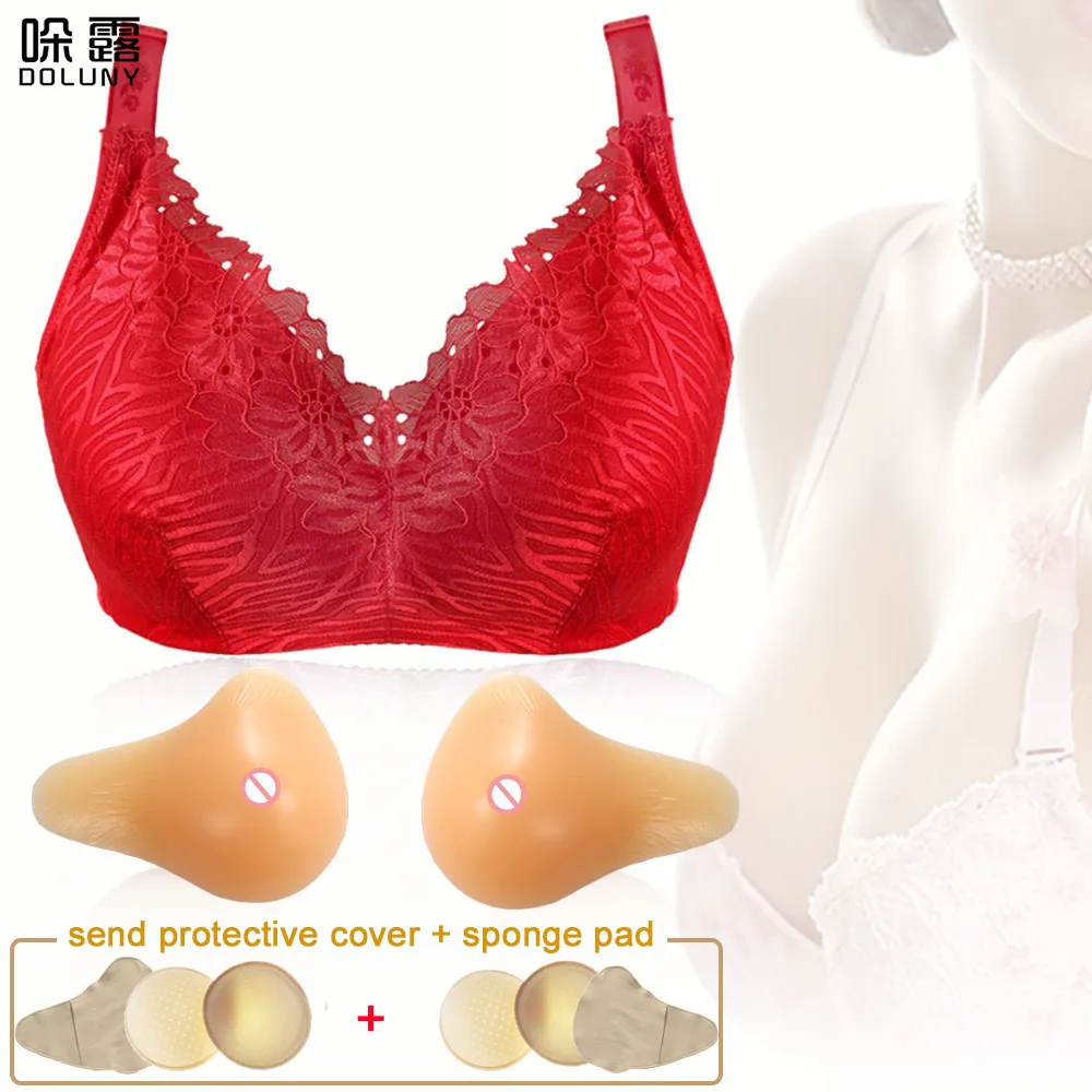 

Silicone Breast Prosthesis and Bra Mastectomy Brassiere Artificial Breast Form Realistic Silicone Fake Boobs Extended Type D40