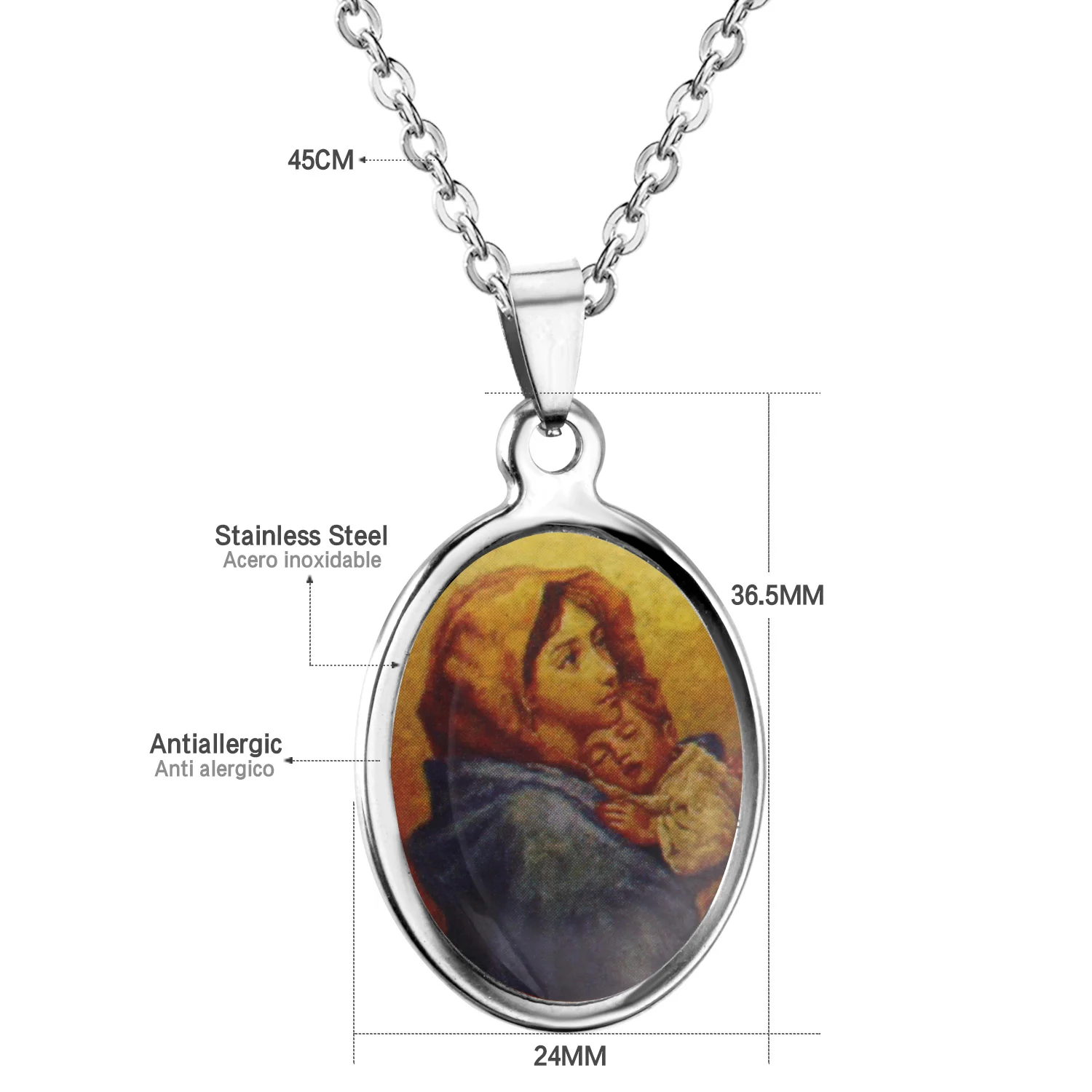 LUXUKISSKIDS ожерелье из нержавеющей стали Blessed Virgin Mary Hug A Lovely Boy Подвески Ожерелья 5