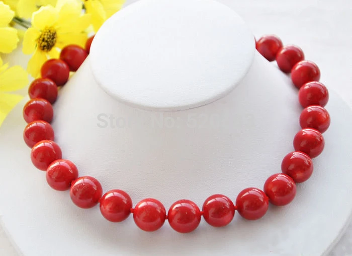 

AAA++ REAL natural 18" 16MM round red coral bead necklace