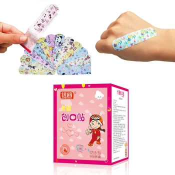 

100PCs Waterproof Breathable Cute Cartoon Aid Hemostasis Band-aid First Aid Emergency Kit For Kids