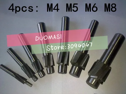Бесплатная доставка 4 шт. Флейта AL HSS Цековка торцевой фрезы M4-M5-M6-M8 Метрическая