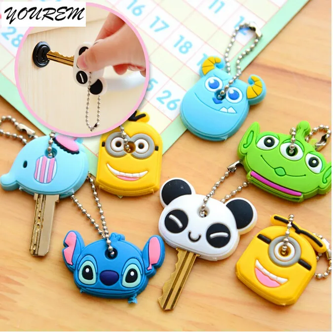 YOUREM 2 pieces Silicone Key Cover For Women Cap Stitch Keychain Cartoon Chains Cute Holder Gifts fj309 | Украшения и аксессуары