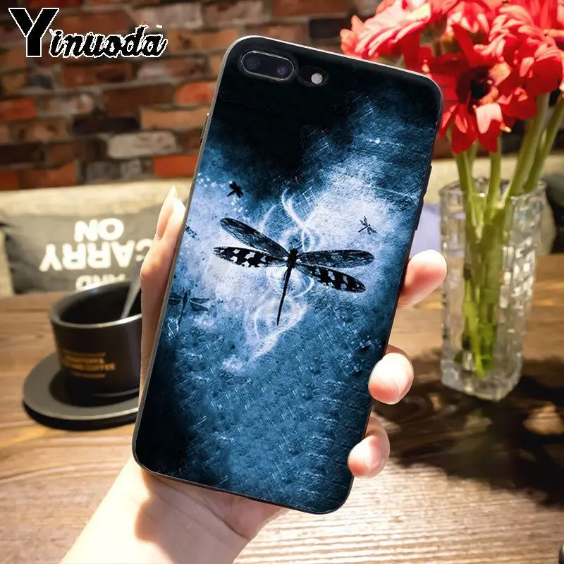 Красивый чехол Yinuoda со стрекозой популярный для Apple iPhone 8 7 6 6S Plus X 5S 11pro SE 12pro max
