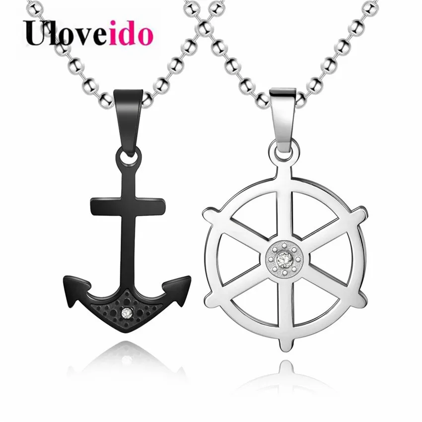 

Uloveido New Stainless Steel Anchor and Rudder Couple Pendant Viking Necklaces & Pendants Fashion Jewelry with Chain 5% STN050