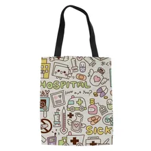 Бесшумные дизайнерские женские хозяйственные холщовые сумки медицинский уход печать дамская сумка через плечо Складная Сумочка большой емкости для девочек