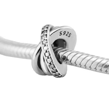 Подходит для браслетов Pandora Galaxy Амулеты с прозрачным кубическим цирконием стерлингового серебра бусины