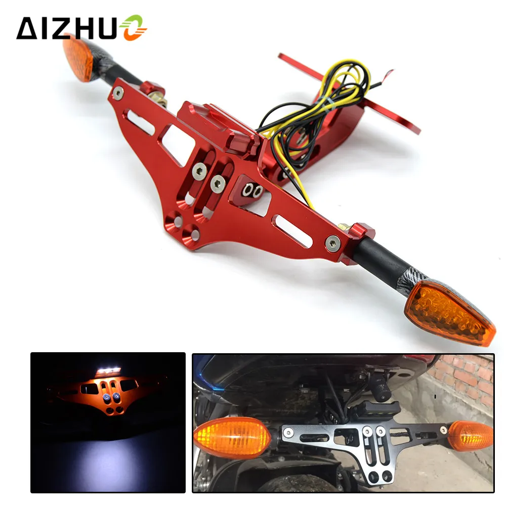 Motorcycle License Plate Holder Led Light for YAMAHA XP 500 XP 530 FZ8 FZ6R HONDA SUZUKI DUCATI BMW KAWASAKI