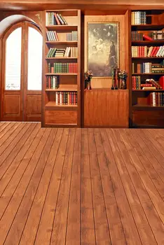 

Bookshelf Bookcase Wood Floor backdrops Vinyl cloth High quality Computer printed custom Backgrounds for sale