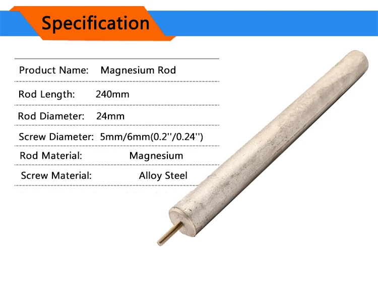 M5/M6 электрический водонагреватель магния бар 24X240 мм, большой магниевый анод стержень для водонагревателя