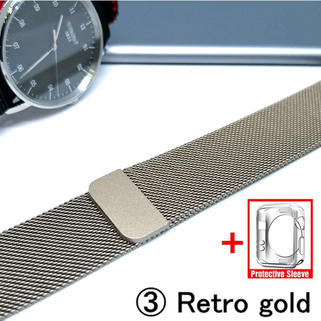 Миланская петля для Apple Watch 5/4 40 мм 44 мм браслет из нержавеющей стали ремешок для наручных часов для iwatch серии 4/3 38 мм 42 мм - Цвет ремешка: 3-Retro gold