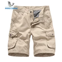 Новые летние Брендовые мужские шорты сплошной цвет повседневные свободные шорты мужские s мульти-карманные мужские шорты Карго хлопковые короткие брюки