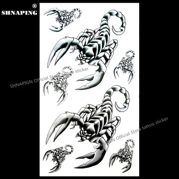 

SHNAPIGN Ferocious black scorpion Temporary Tattoo Body Art Arm Flash Tattoo Stickers 17*10cm Waterproof Fake Henna Painless