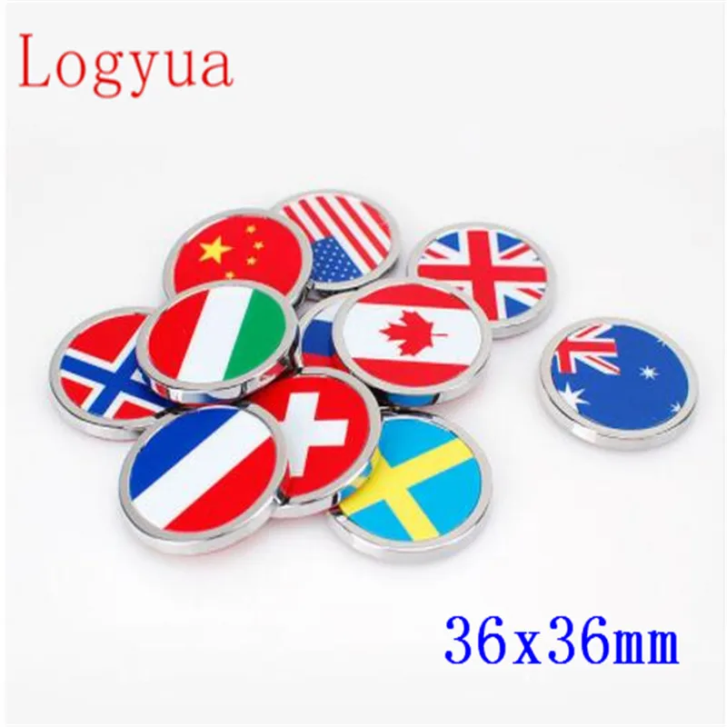 

Car Round Style 36x36mm Metal Switzerland Sweden Russia France Germany Italy Canada USA Flag Skull Sticker Emblem 1pcs/lot