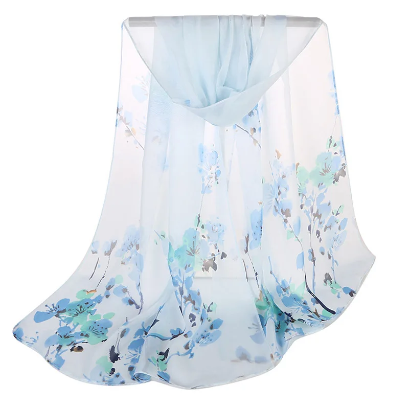 

Women's Scarf Spring and Summer New Arrival 2018 Small Flowers Chiffon Silk Scarf Long Section Printed Scarves for Ladies Shawl