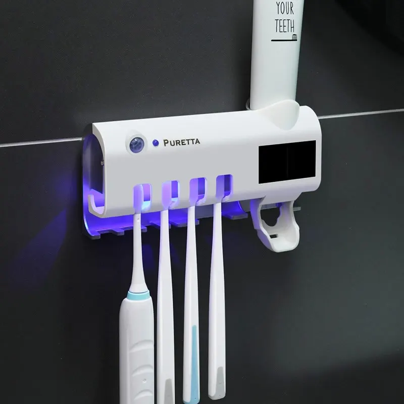 UVC светодиодный ультрафиолетовая зубная щетка стерилизатор Автоматический дозатор зубная паста с инфракрасной индукции солнечный зарядки