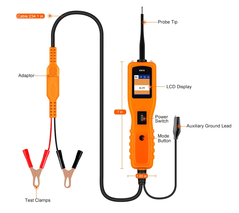 KZYEE KM10 12 В PowerScan OBD2 тестер цепи автомобиля OBD Автомобильный диагностический инструмент Электрическая система тестер напряжения тока тестер