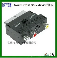 

by dhl or ems 500pcs Brand New Hot Selling RGB Scart to Composite RCA S-Video AV TV Adapter