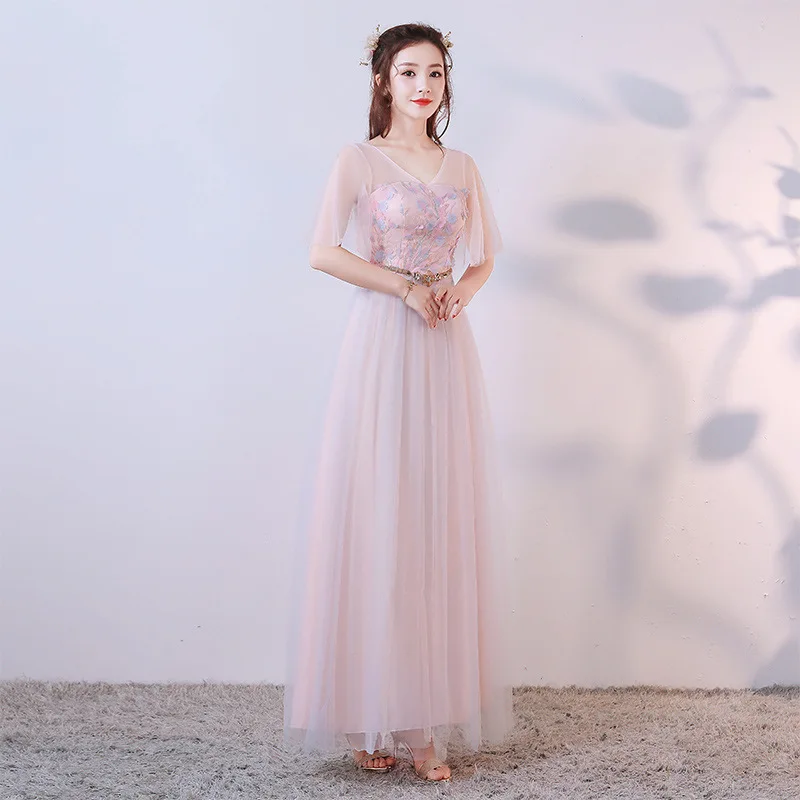 Beauty A line кружевное темно-розовое платье подружки невесты для женщин плюс размер свадебные модные платья для гостей - Цвет: B