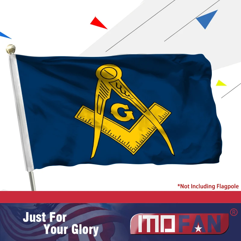

MOFAN Masonic Blue and Gold Flag -High Quality And Vivid Color- Free Freemasonry Flags with 2 Brass Grommets 3x5ft