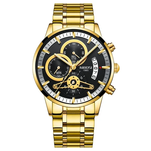 NIBOSI мужские часы Топ бренд класса люкс Хронограф Мужские спортивные часы водонепроницаемые полностью Стальные кварцевые мужские часы Relogio Masculino - Цвет: I