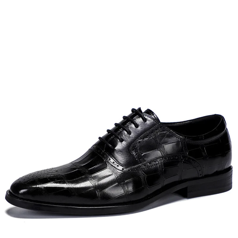 Habillées brown Marque 2019 Luxe Chaussures Richelieus Hommes Pour VéritableHomme Des Pointues D'affaires De Mode Black Cuir UVqzLMSGp