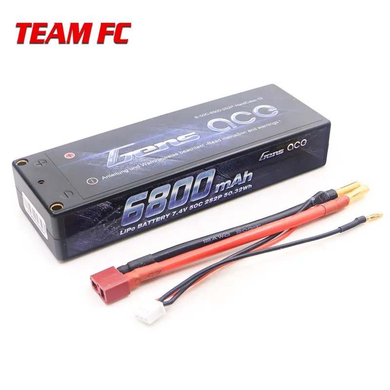 

Gens Ace 7.4V 6800mah T Plug 50C 2S Rechargeable Lipo Battery for 1/8 1/10 RC Car FPV Racing Drone Parts Toys Accessories