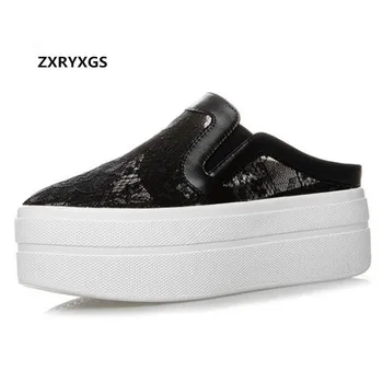 

2019 New Round Head Breathable Mesh Platform Slippers Women Sandals Women Shoes High Heel Sandals Wedges Summer Casual Slippers